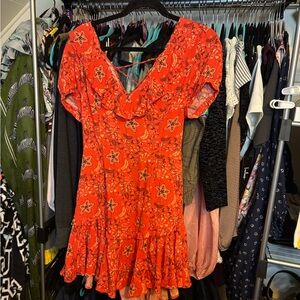 Spell Red Floral Star Midi Dress